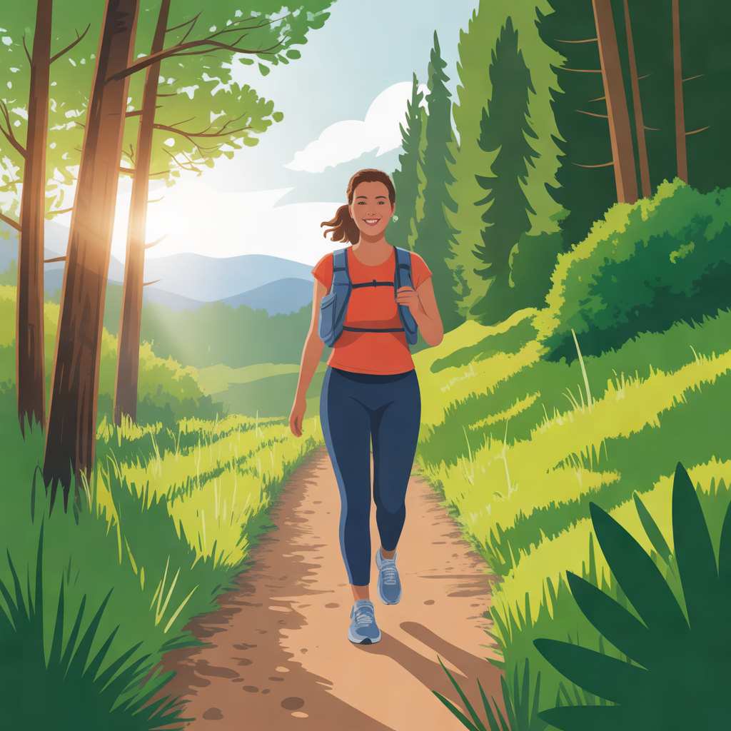 Femme marchant dans la nature symbolisant le mouvement et la longévité